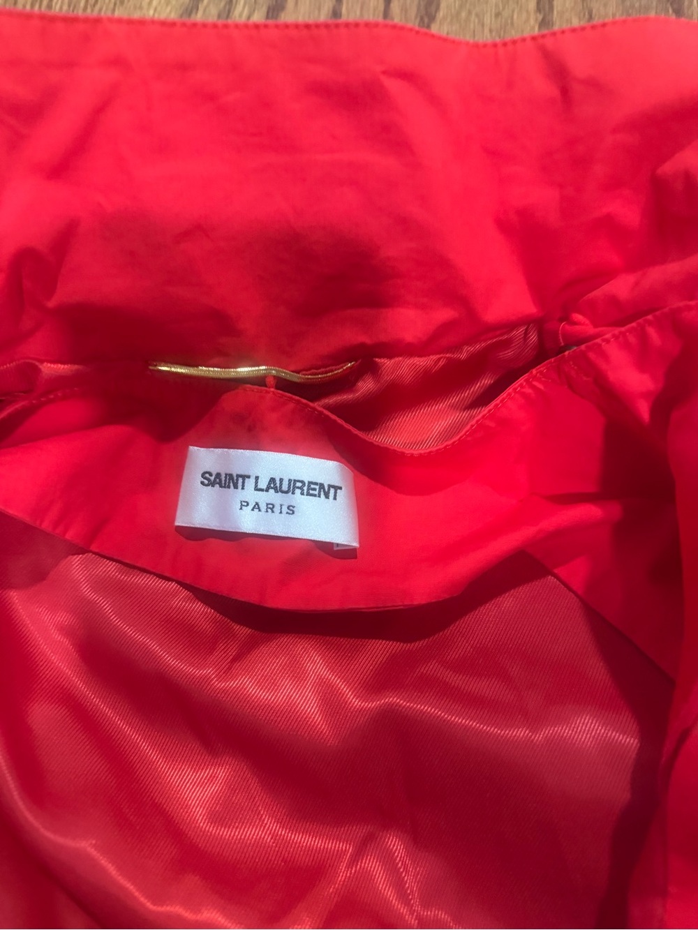 Saint Laurent Brown Windbreaker with Red Chest Stripe - Picture 5 of 9